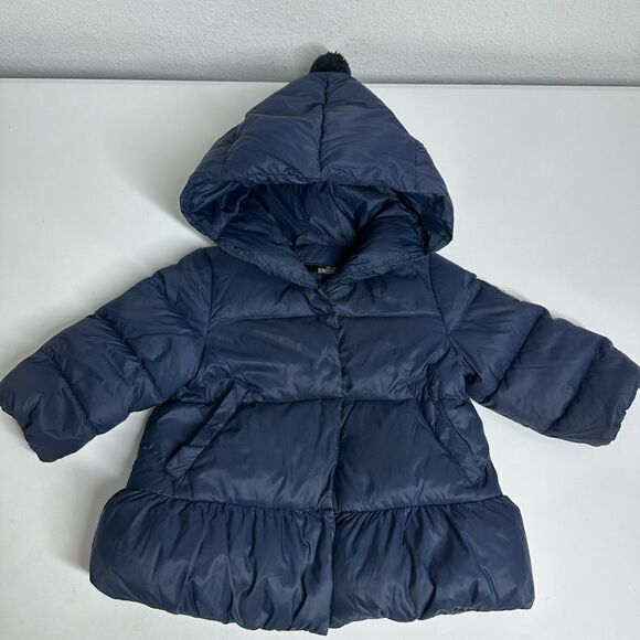 Rare Bomboogie Baby Pure Down Padding Jacket Size 9-12M Navy Blue Packets EUC - Picture 1 of 13